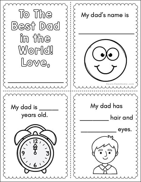 Printable Questionnaire Fathers Day Mini Book for Kids