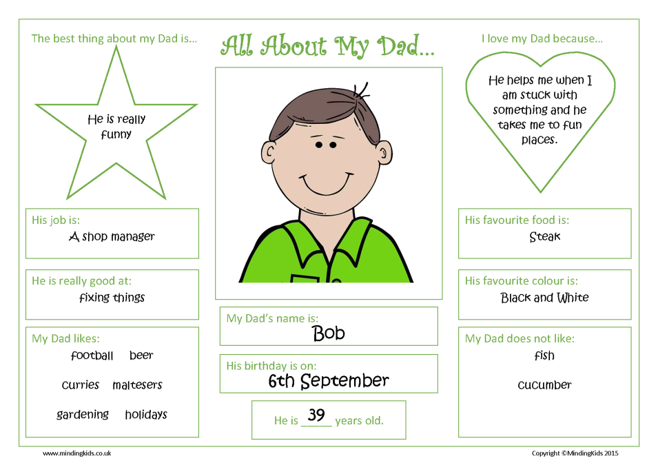 father s day worksheet
