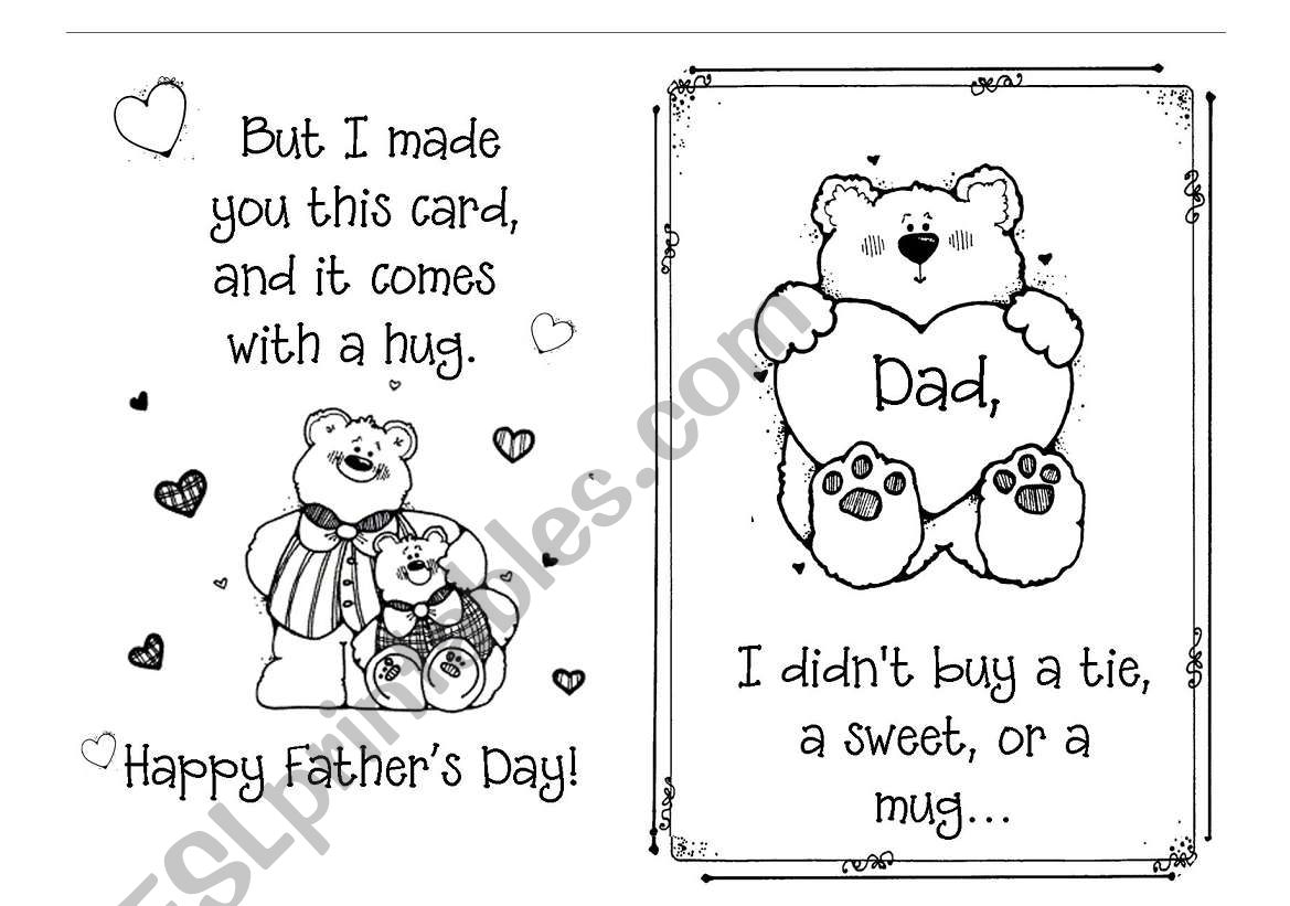 Father´s Day Card - ESL worksheet by susiebelle