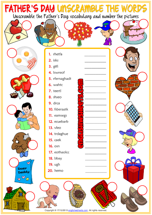 father s day worksheet