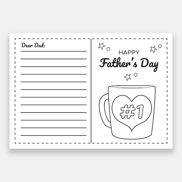 Free Vector | Child-like fathers day card worksheet