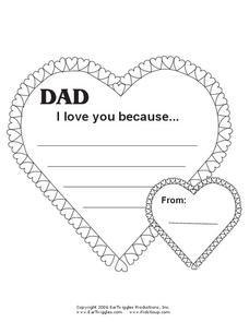 Fathers Day Card Worksheet for 1st - 3rd Grade | Lesson Planet