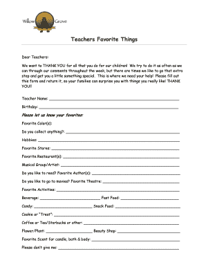 Colorful Favorite Things Printable - Fill Online, Printable ...