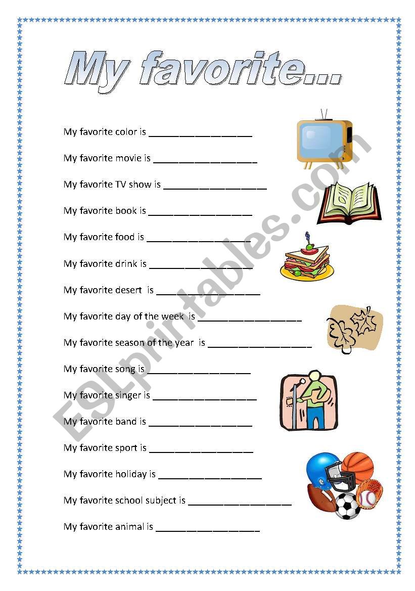 favorite things worksheet