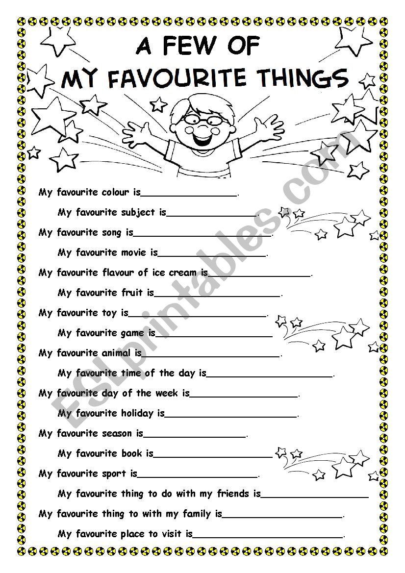 My Favourite things - ESL worksheet by Santosnuno