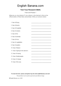 fear worksheet