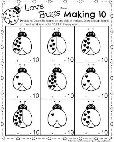 february kindergarten addition worksheet