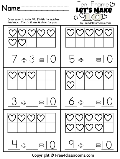 february kindergarten addition worksheet