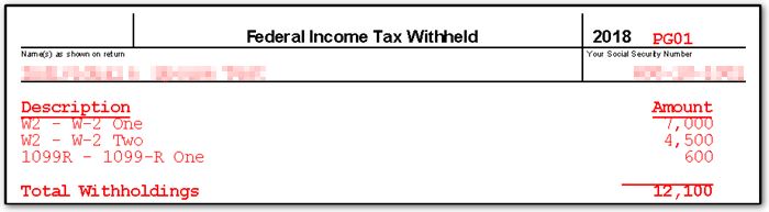 federal income tax worksheet