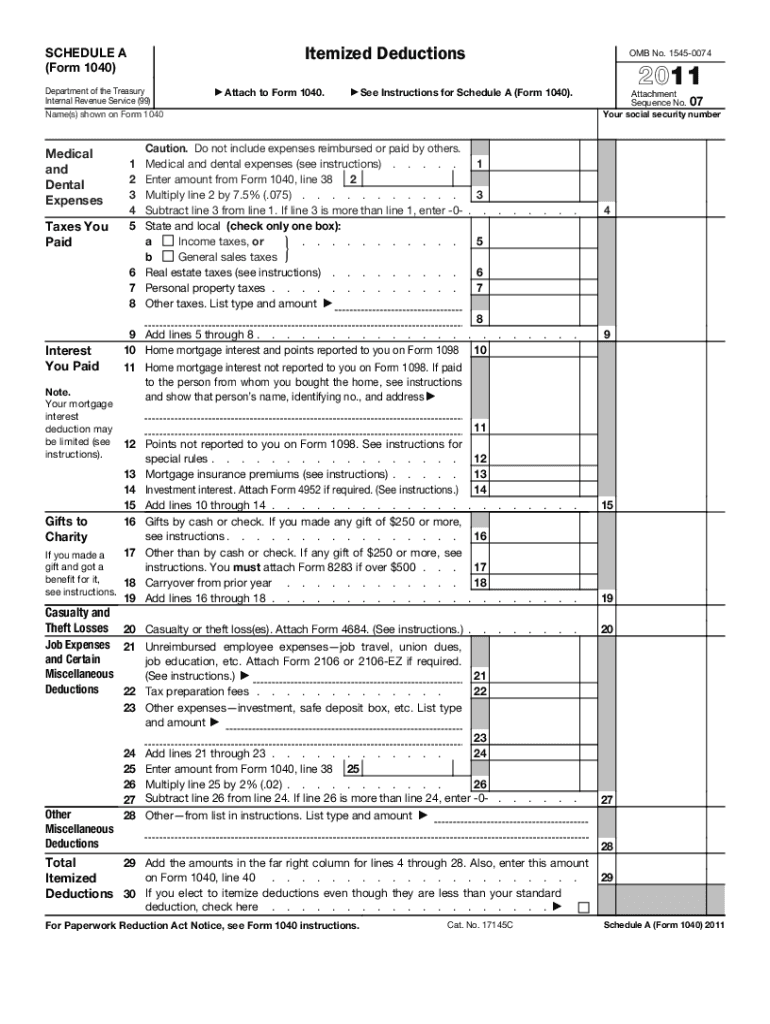 Itemized deductions: Fill out &  sign online | DocHub