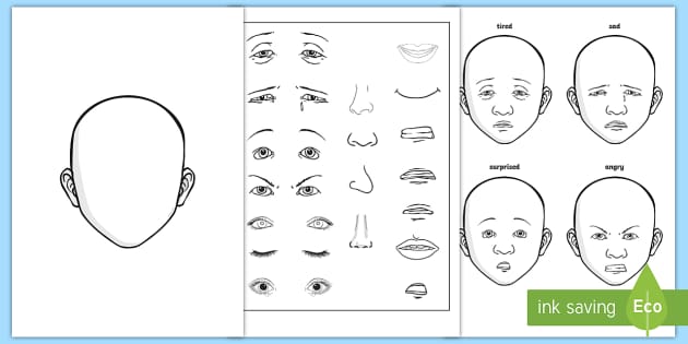 Feeling faces worksheet. Help children express emotions