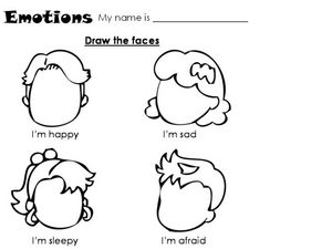 Emotions on Faces Worksheet for Kindergarten - 1st Grade | Lesson ...