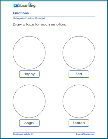 Kindergarten Emotions Worksheets | Worsheets library