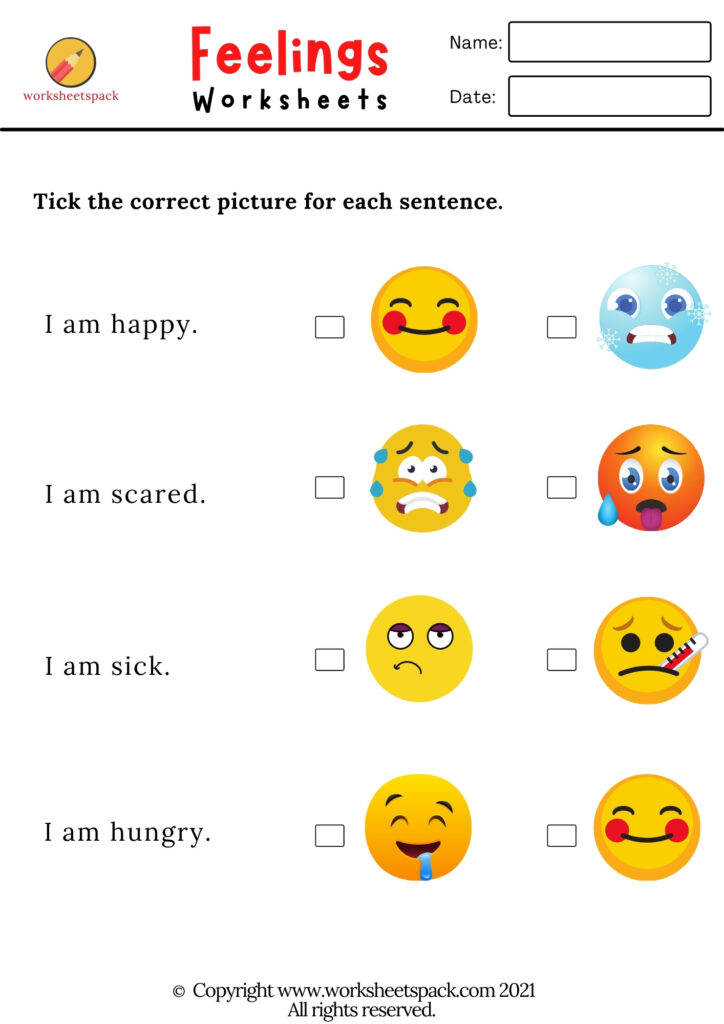 Feelings worksheets PDF - worksheetspack