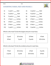 feet to inches conversion worksheet