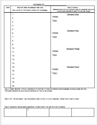 Fields Of Heather: Homiletics Worksheet