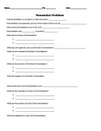 Fermentation Worksheet - General Chemistry | Exercises Chemistry ...