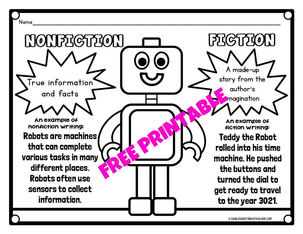 Fiction vs. Nonfiction Freebie! - So Blessed to Be a Teacher