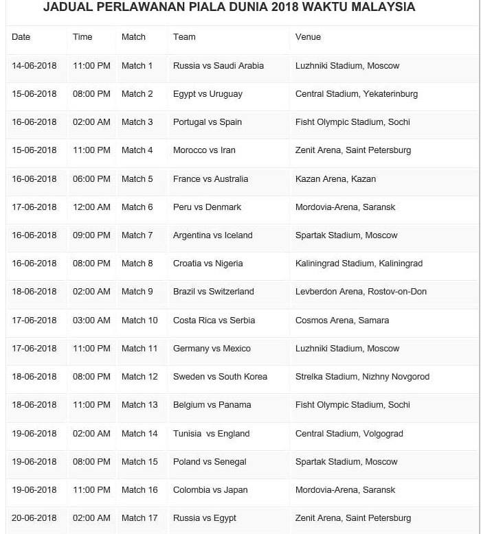 fifa world cup 2018 schedule list printable