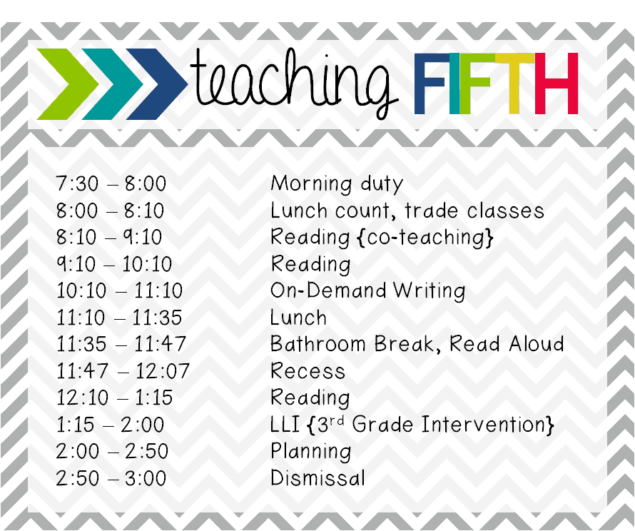 A Day in 5th Grade: My 5th Grade Schedule