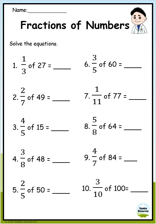 Grade 5 Fraction of Numbers Worksheets | Free Printables