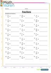 fifth grade fraction worksheet