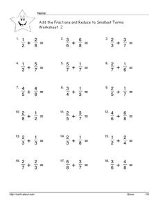 fifth grade fractions worksheet