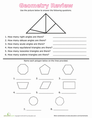 Geometry Review: Angles and Polygons | Worksheet 