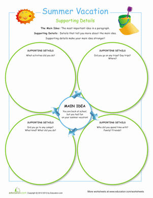 Main Idea and Details: Summer Vacation | Worksheet 