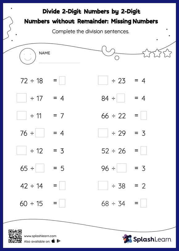 fifth grade math division worksheet