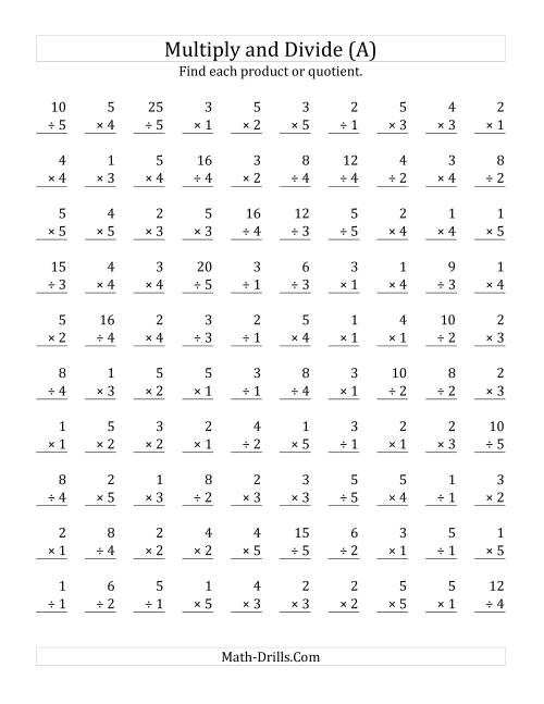 fifth grade math division worksheet