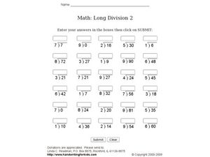 fifth grade math division worksheet