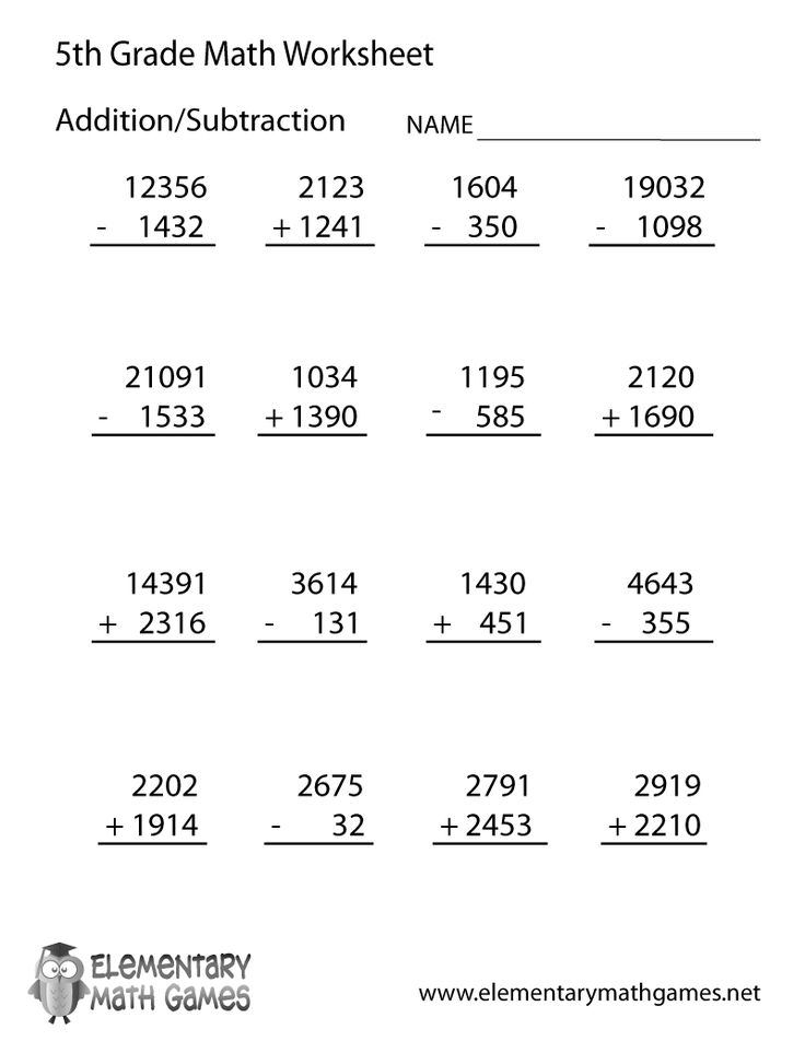 fifth grade math printable worksheet