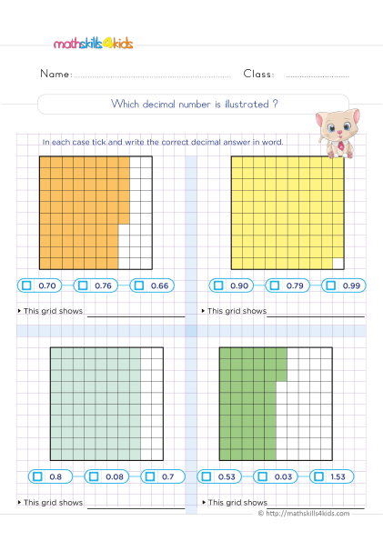 fifth grade math worksheet decimals