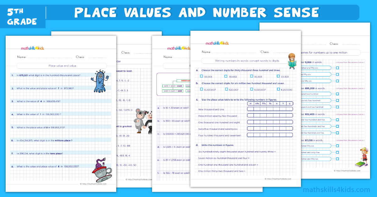 fifth grade math worksheet online