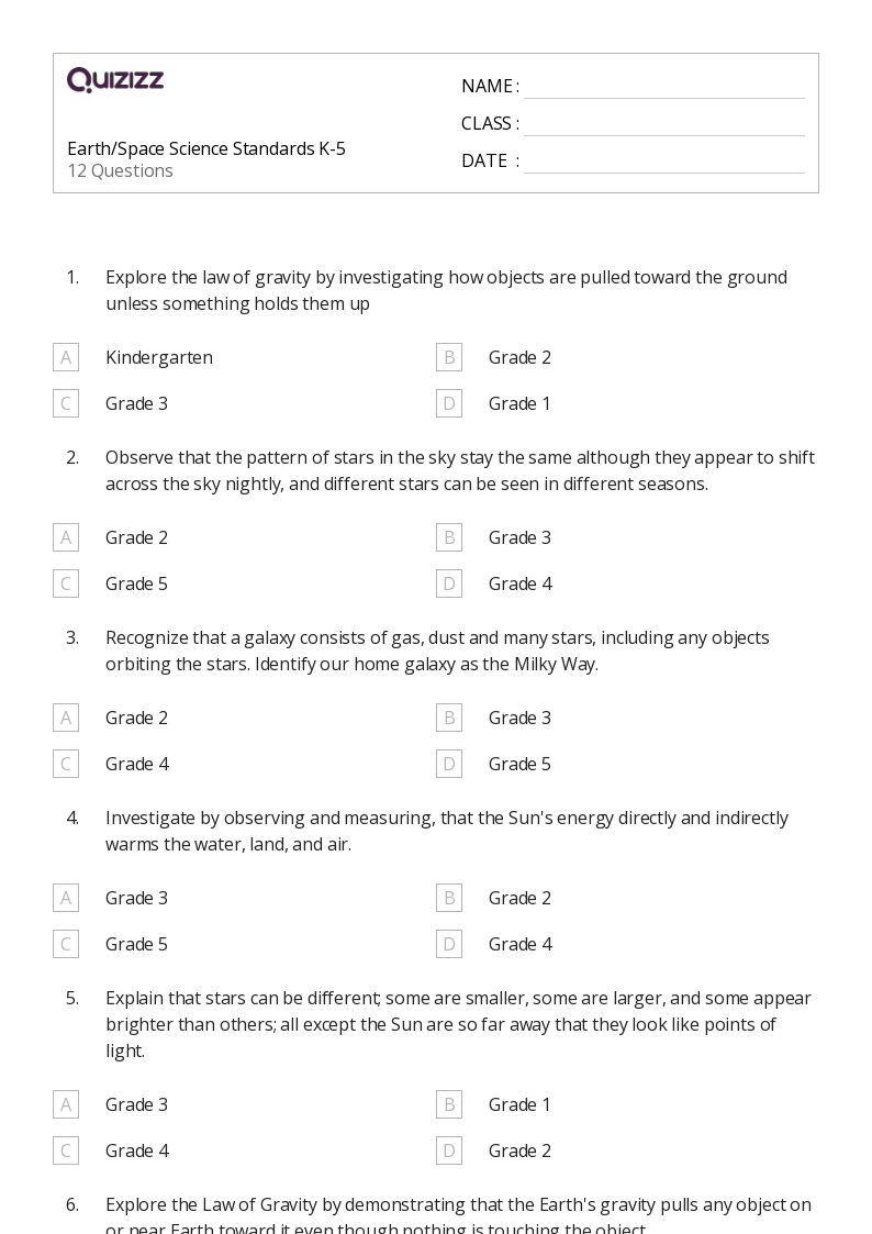 50+ Science worksheets for 5th Grade on Quizizz | Free &  Printable