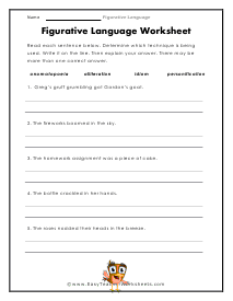 Figurative Language Worksheets