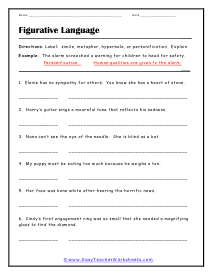 figurative language definition worksheet