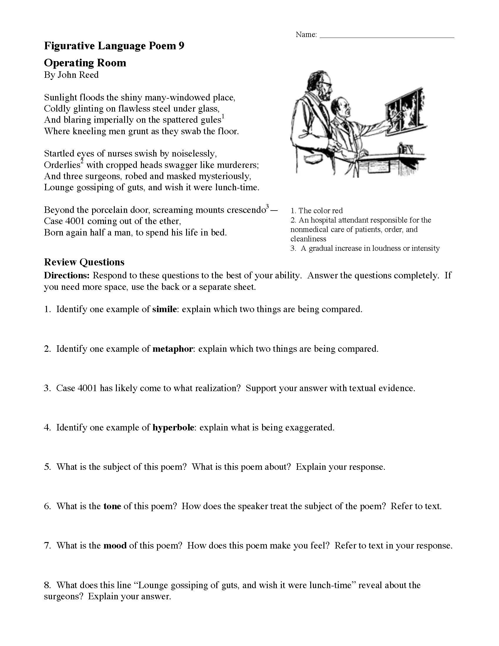 Figurative Language Poems with Questions  