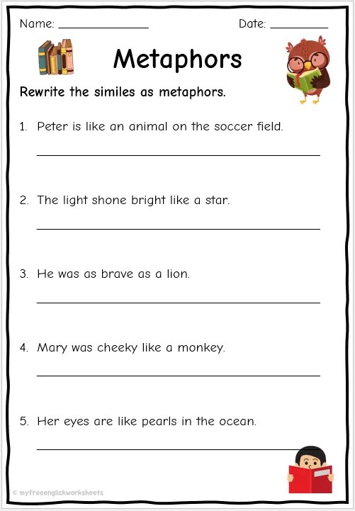 Figurative Language Worksheets | Free Printables | English