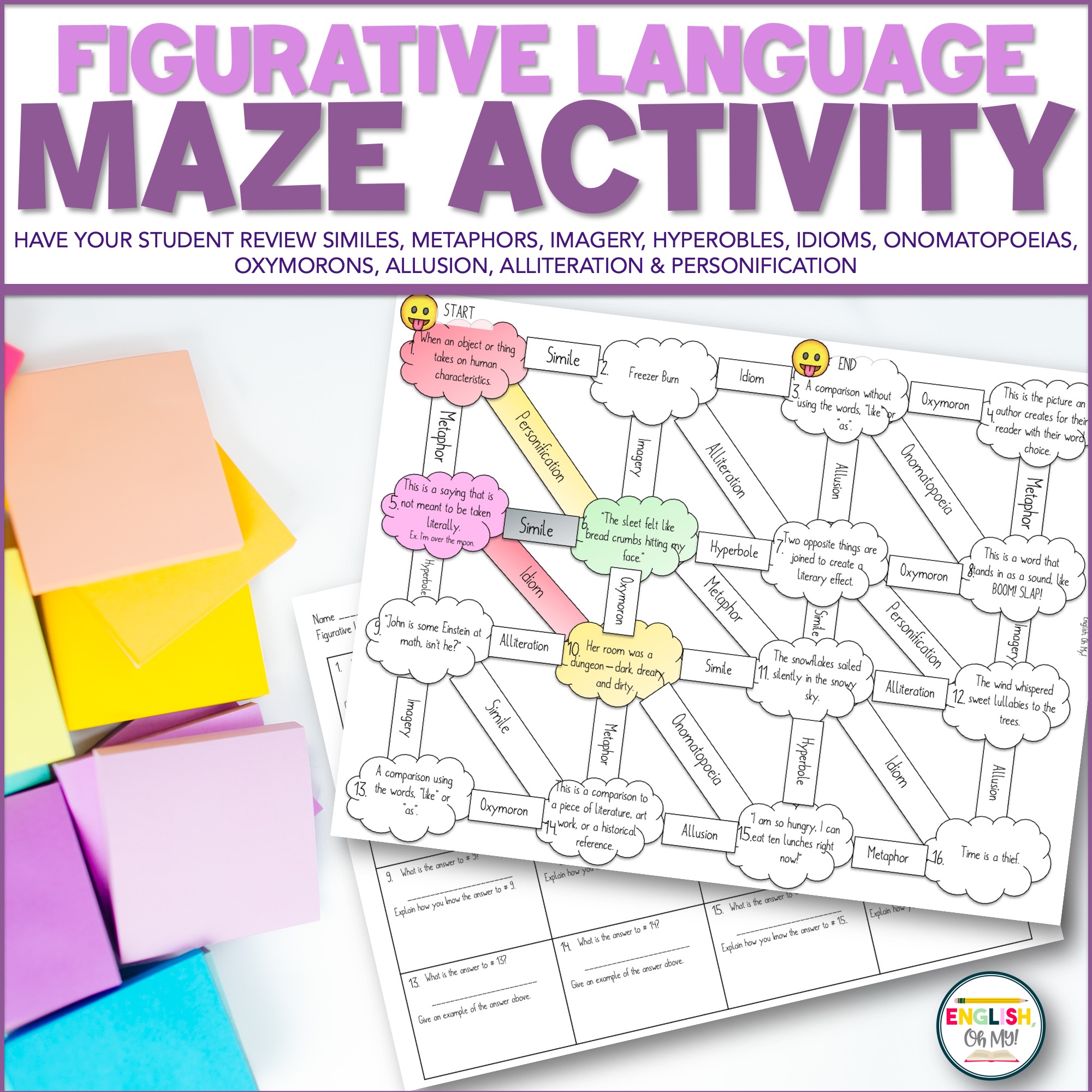 Figurative Language Maze Worksheet - English, Oh My! - Worksheets Library