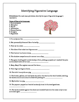 figurative language worksheet 1 answers
