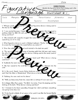 Figurative Language Worksheet {FREE} by English Oh My worksheets ...
