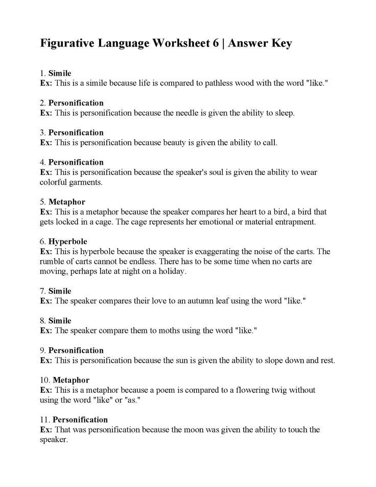 figurative language worksheet 2 answers