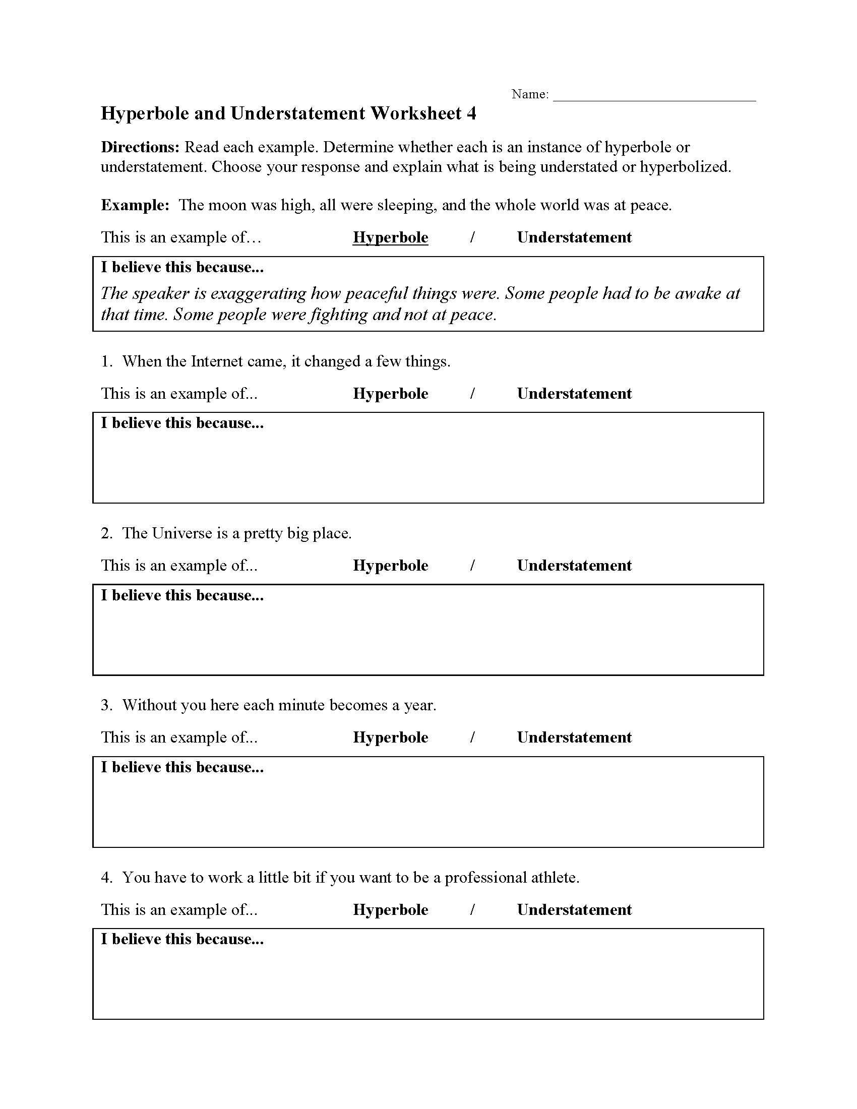 figurative language worksheet 4 answers