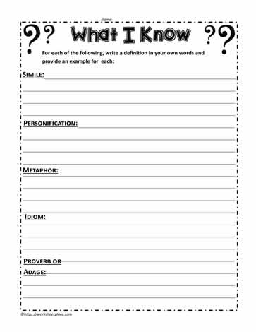 figurative language worksheet 5th grade