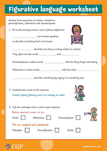 figurative language worksheet 6th grade