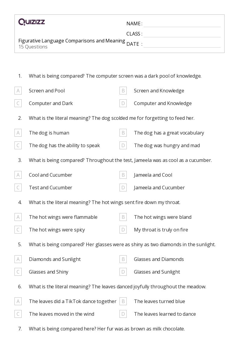 50+ Language and Vocabulary worksheets for 6th Grade on Quizizz ...