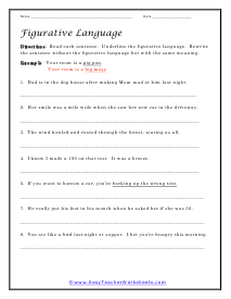 Figurative Language Worksheets