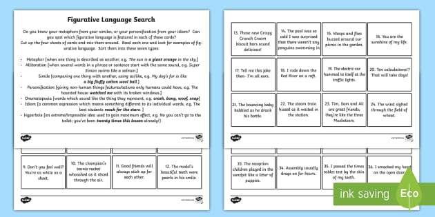 Figurative Language Worksheet (Years 5-6) | CGP Plus